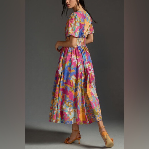 SOLD- Anthropologie The Catalina Button- Front V-Neck Dress - Picture 2 of 10